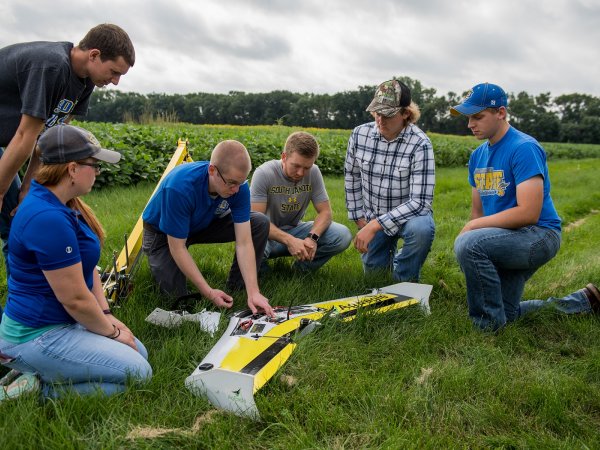 Precision Ag students with drone