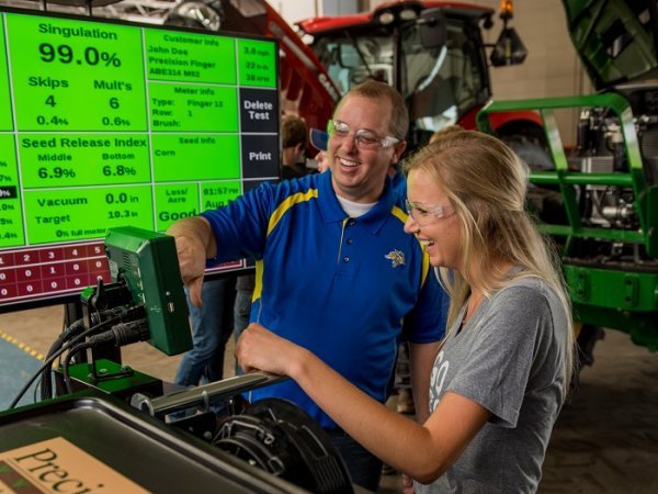 Instructor and student in Ag Engineering shop