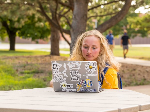 Student Studying Outside