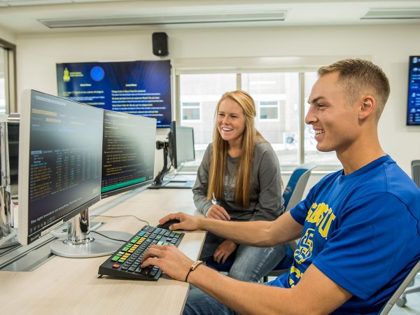 Students working in Harding Hall