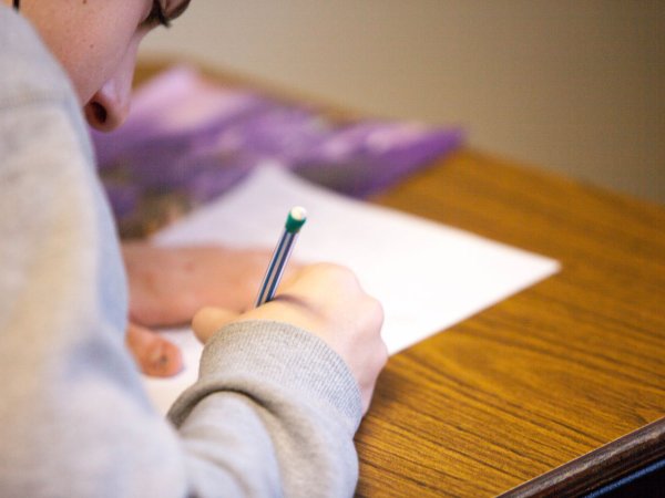 student taking quiz