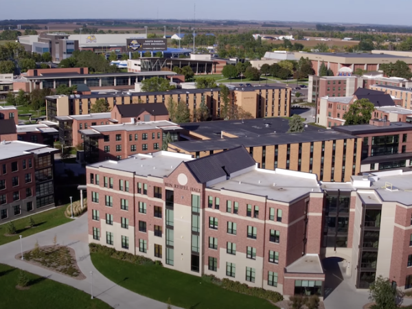 Birds eye view of the residence halls