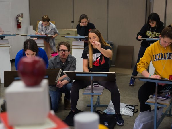 Students in drawing class.