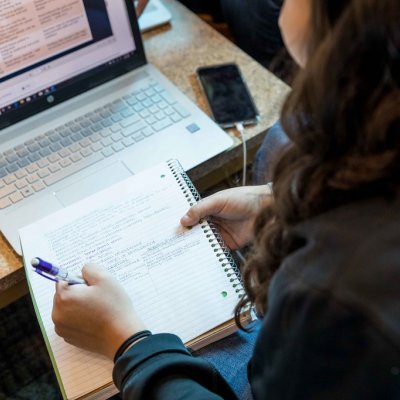 student on computer