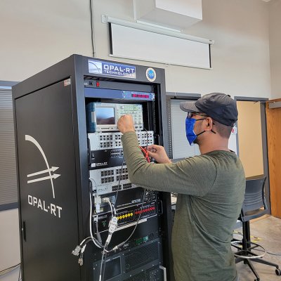 Student working in microgrid lab