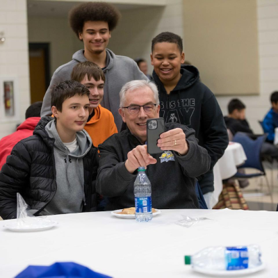 President Dunn with SF Middle School Students 