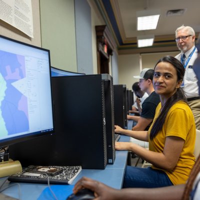 Students sitting at computers.