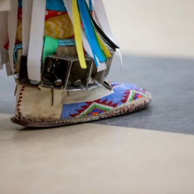 Foot of a dancer at the 2018 Wacipi.