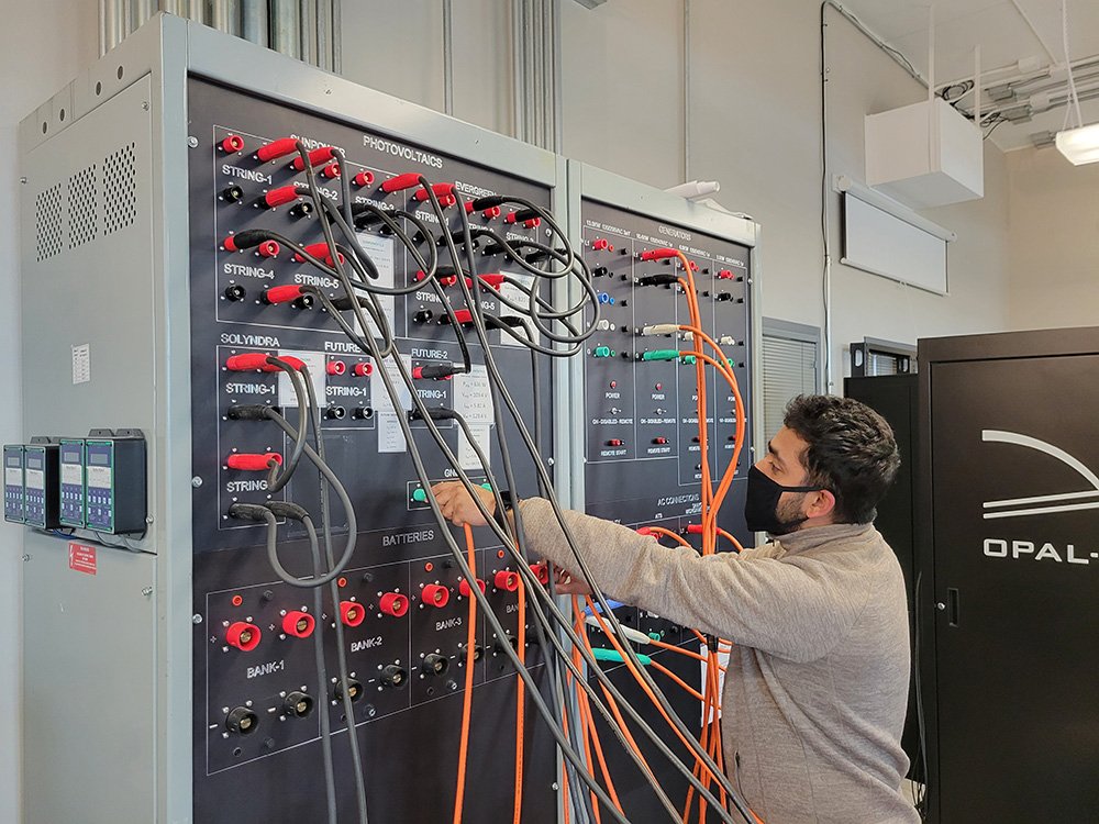 Student working in microgrid lab