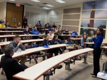 Governor Noem speaks to a class at SDSU