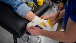 image of a foot being wrapped