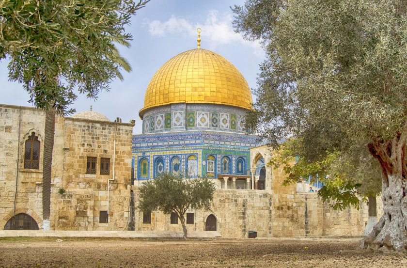 Image of Dome of the Rock an Islamic shrine located on the Temple Mount in the Old City of Jerusalem.