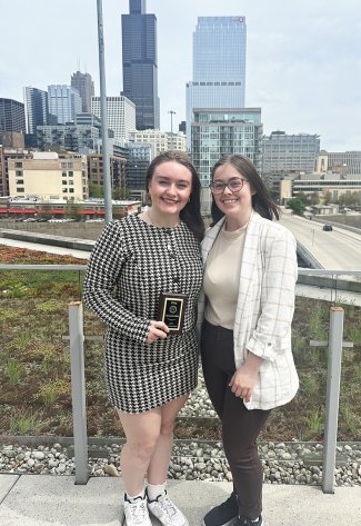 Rachael Guler and Kara Vetch competed at the 150th annual Interstate Oratorical Association National Tournament, held April 26-28 at the University of Illinois Chicago.